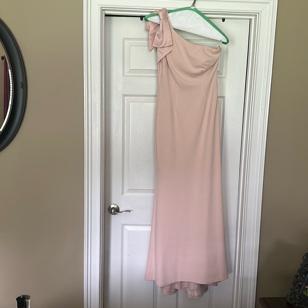 Eliza J Pink Asymmetrical Ruffled Gown